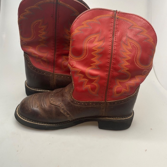 Justin Gypsy Red Cowboy Boots Women Size 10 1/2 B - Round Toe  - L9921 - Picture 13 of 16